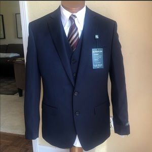 NEW Ralph Lauren Ultraflex 3 Pc Wool Navy Suit 40L